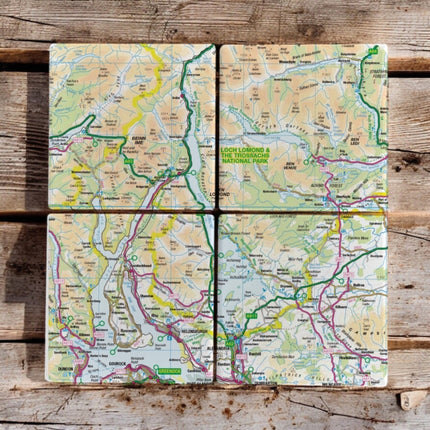 OS Map Ceramic Four Coaster Set  Loch Lomond and
