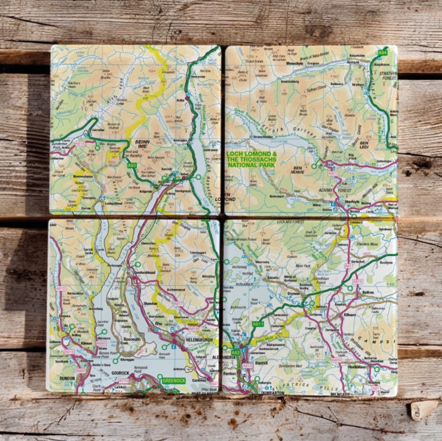OS Map Ceramic Four Coaster Set  Loch Lomond and