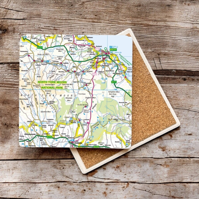 OS Map Ceramic Single Coaster  North York Moors