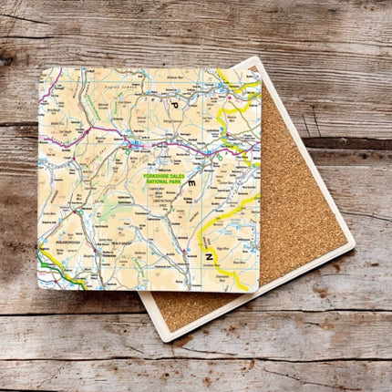 OS Map Ceramic Single Coaster  Yorkshire Dales National Park