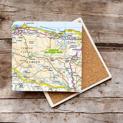 OS Map Ceramic Single Coaster  Exmoor National