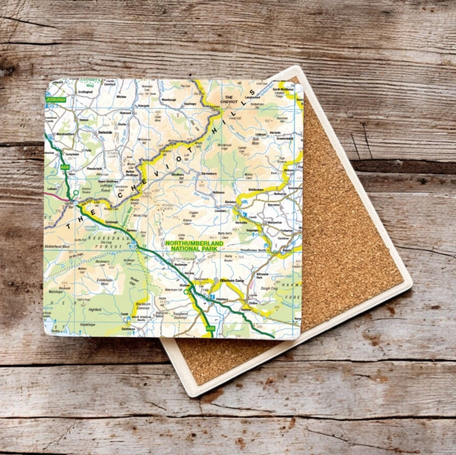 OS Map Ceramic Single Coaster  Northumberland