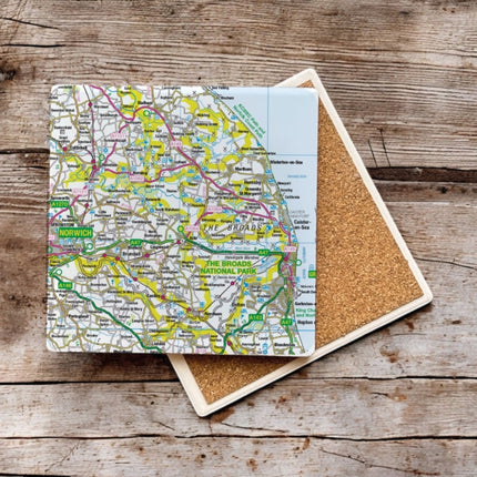 OS Map Ceramic Single Coaster  The Broads