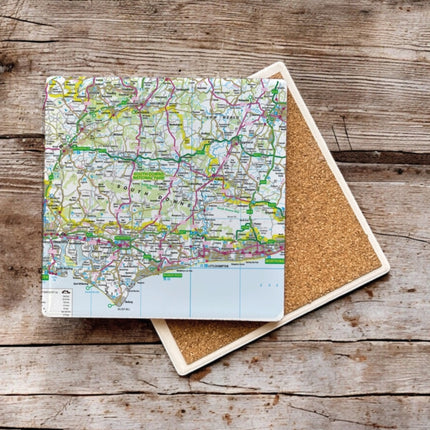 OS Map Ceramic Single Coaster  South Downs