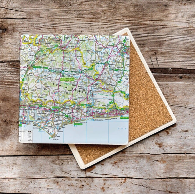 OS Map Ceramic Single Coaster  South Downs