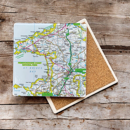 OS Map Ceramic Single Coaster  Pembrokeshire