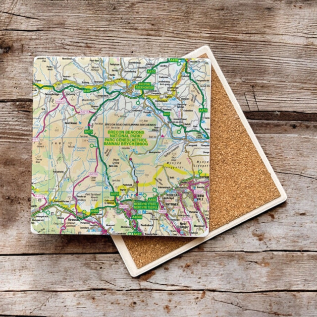 OS Map Ceramic Single Coaster  Brecon Beacons