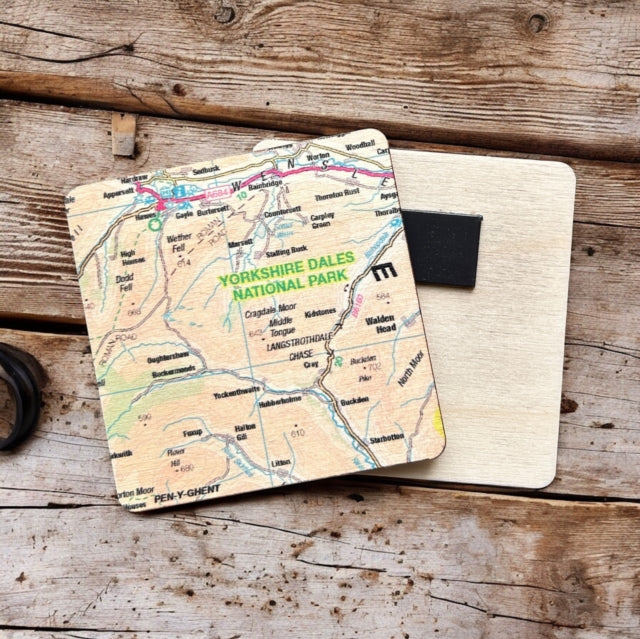 OS Map Wooden Square Magnet  Yorkshire Dales