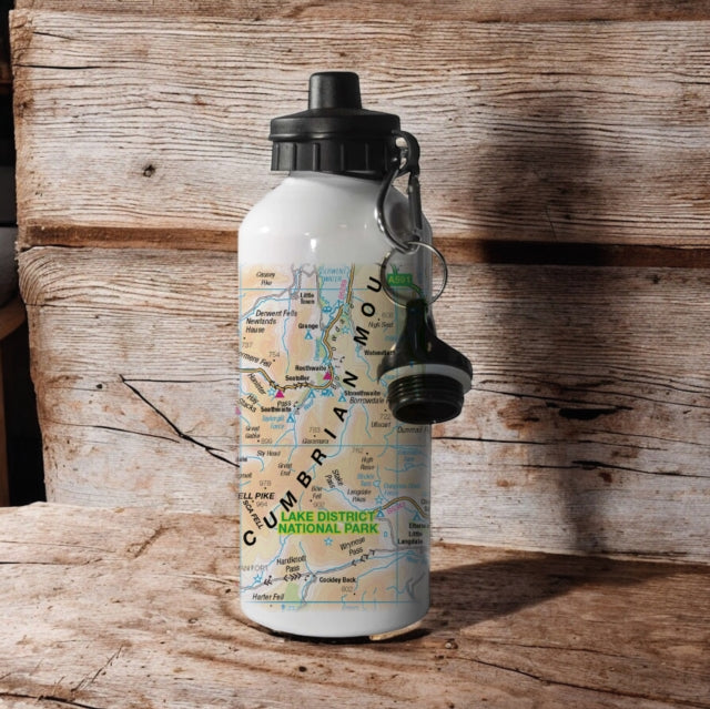 OS Map 600ml Metal Water Bottle  Lake District National Park