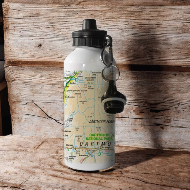 OS Map 600ml Metal Water Bottle  Dartmoor National Park