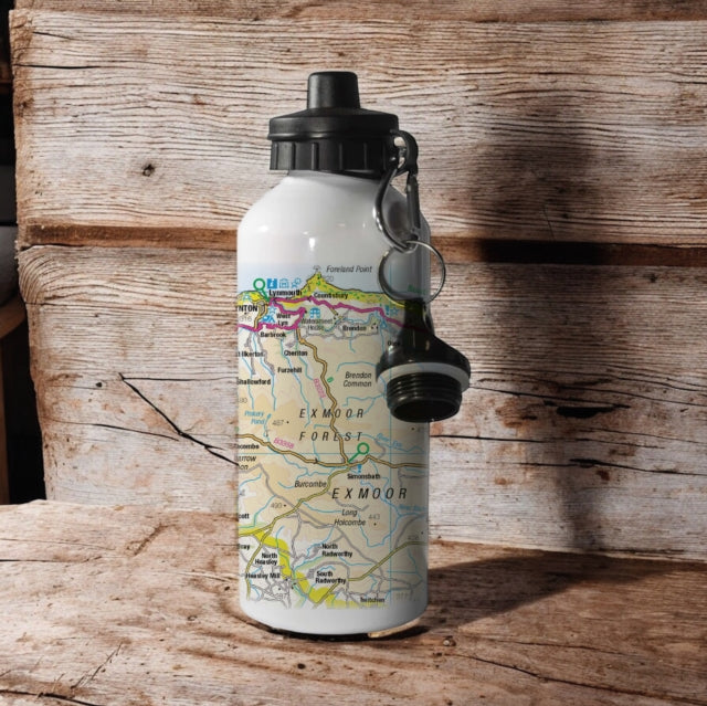 OS Map 600ml Metal Water Bottle  Exmoor National Park