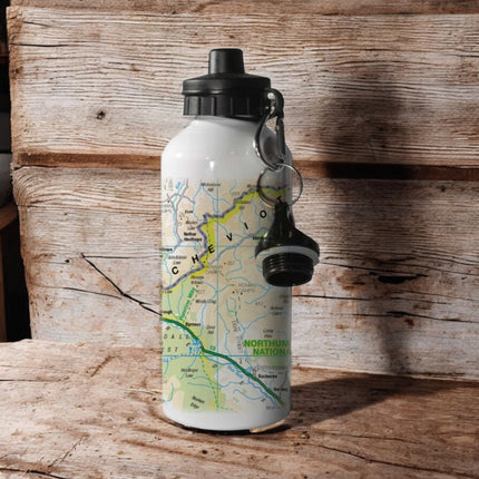OS Map 600ml Metal Water Bottle  Northumberland National Park