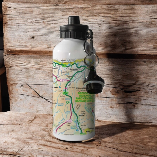 OS Map 600ml Metal Water Bottle  Brecon Beacons National Park