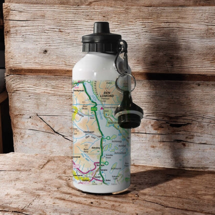 OS Map 600ml Metal Water Bottle  Loch Lomond and The Trossachs National Park