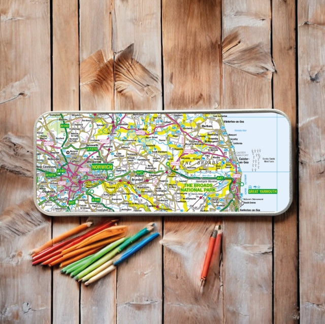 OS Map Metal Pencil Tin  The Broads