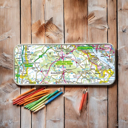 OS Map Metal Pencil Tin  New Forest National Park