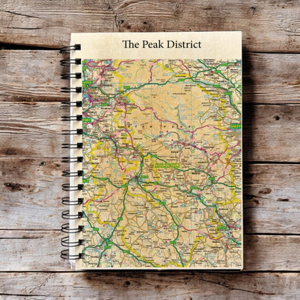 OS Map Wooden Lined Notebook  Peak District