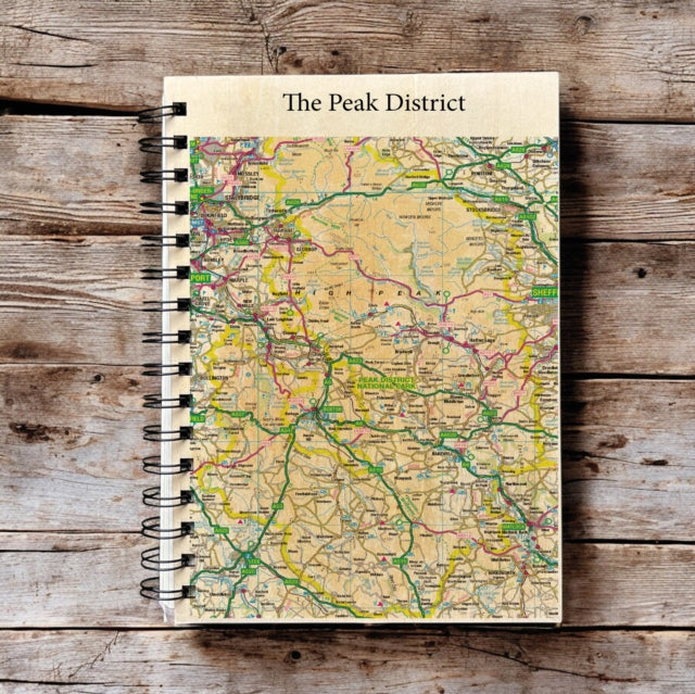OS Map Wooden Lined Notebook  Peak District