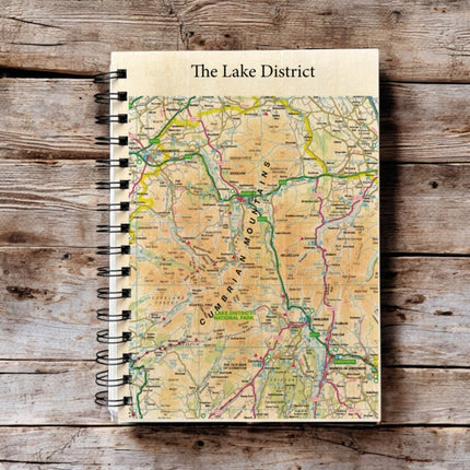 OS Map Wooden Lined Notebook  Lake District
