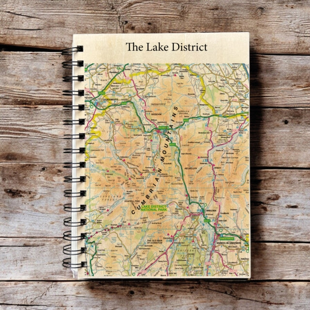 OS Map Wooden Lined Notebook  Lake District