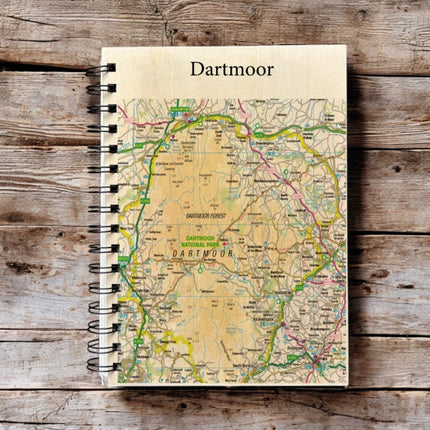 OS Map Wooden Lined Notebook  Dartmoor National