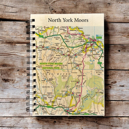 OS Map Wooden Lined Notebook  North York Moors