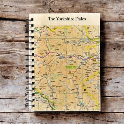 OS Map Wooden Lined Notebook  Yorkshire Dales