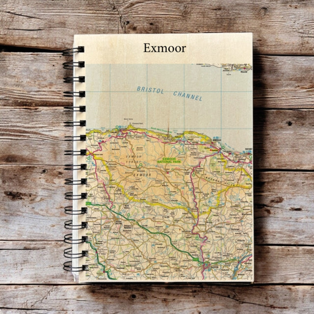 OS Map Wooden Lined Notebook  Exmoor National