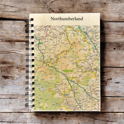 OS Map Wooden Lined Notebook  Northumberland