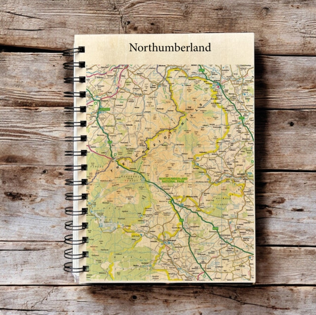 OS Map Wooden Lined Notebook  Northumberland