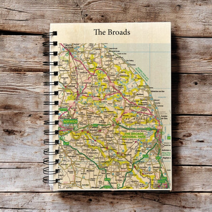 OS Map Wooden Lined Notebook  The Broads