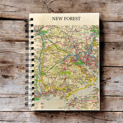 OS Map Wooden Lined Notebook  New Forest National