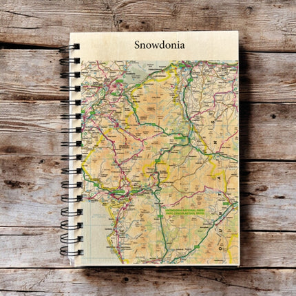 OS Map Wooden Lined Notebook  Snowdonia National