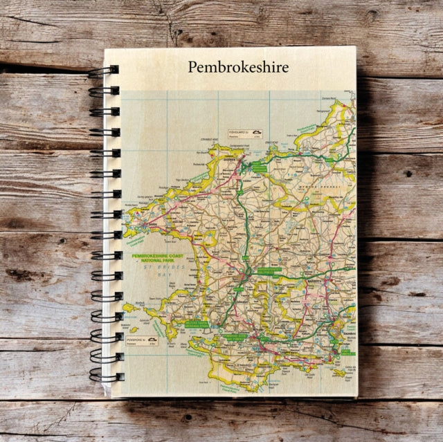 OS Map Wooden Lined Notebook  Pembrokeshire Coast