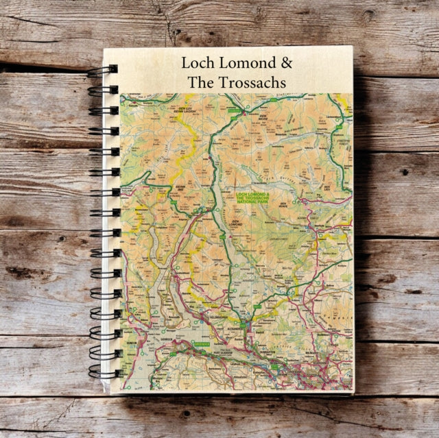 OS Map Wooden Lined Notebook  Loch Lomond and The