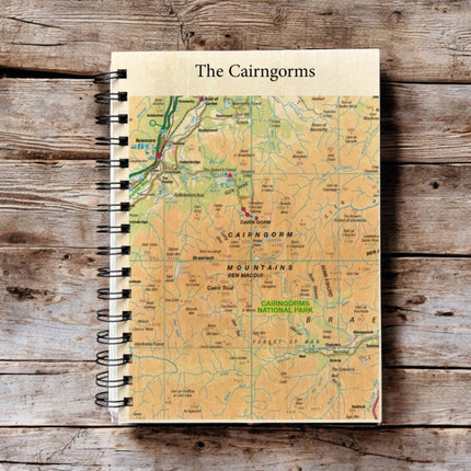 OS Map Wooden Lined Notebook  Cairngorms National