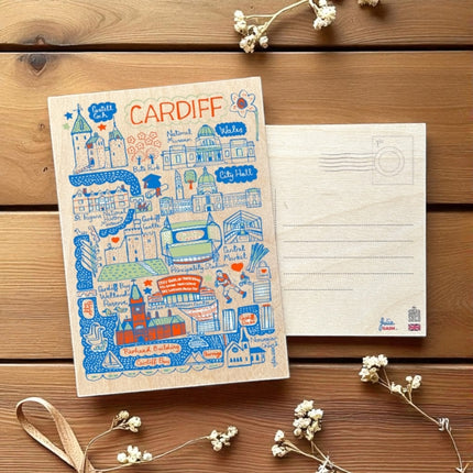 Julia Gash Wooden Postcard  Cardiff