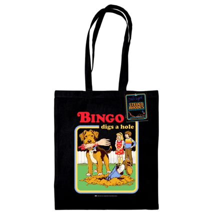 Steven Rhodes Bingo Digs A Hole Black Tote Bag
