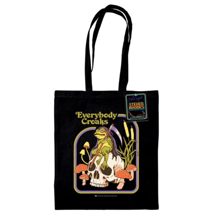 Steven Rhodes Everybody Croaks Black Tote Bag