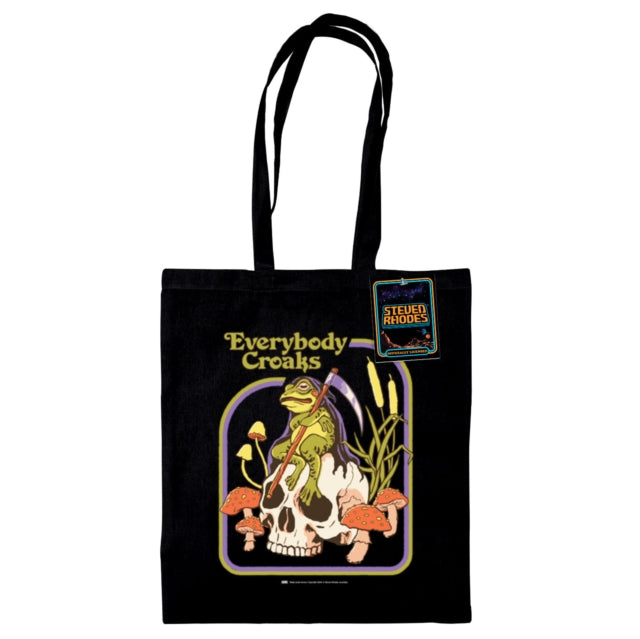 Steven Rhodes Everybody Croaks Black Tote Bag