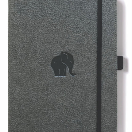 Dingbats Wildlife Medium A5 Hardcover Notebook  PU Leather MicroPerforated 100gsm Cream Pages Inner Pocket Elastic Closure Pen Holder Bookmark Graph Grey Elephant