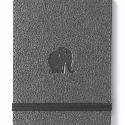 Dingbats Wildlife Reporter A6 Hardcover Notebook  PU Leather MicroPerforated 100gsm Cream Pages Inner Pocket Elastic Closure Plain Grey Elephant