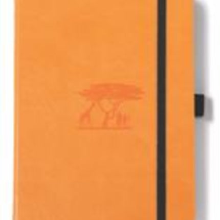 Dingbats Earth Tangerine Medium A5 Hardcover Journal  PU Leather FP Proof 100gsm Coated Cream Paper Numbered Pages Inner Pocket Elastic Closure Pen Holder 2 Bookmarks Dotted Serengeti