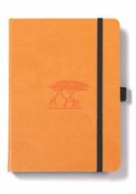 Dingbats Earth Tangerine Medium A5 Hardcover Journal  PU Leather FP Proof 100gsm Coated Cream Paper Numbered Pages Inner Pocket Elastic Closure Pen Holder 2 Bookmarks Dotted Serengeti