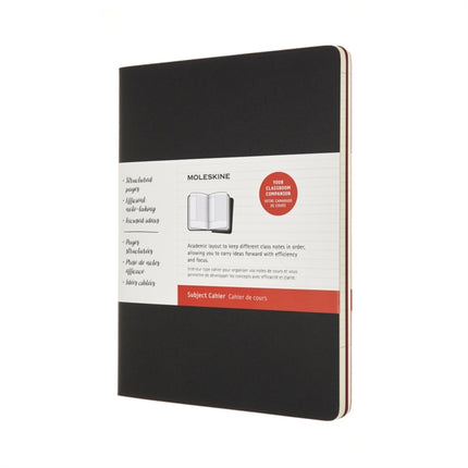 Moleskine XLarge Size 19 x 25 cm Subject Cahier Journal Notebooks for Taking Notes Cardboard Cover Academic Page Layout Colour Black and Cranberry Red 160 Pages Set of 2