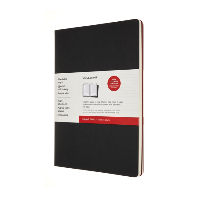 Moleskine Size A4 21 x 29.7 cm Subject Cahier Journal Notebooks for Taking Notes Cardboard Cover Academic Page Layout Colour Black and Cranberry Red 160 Pages Set of 2