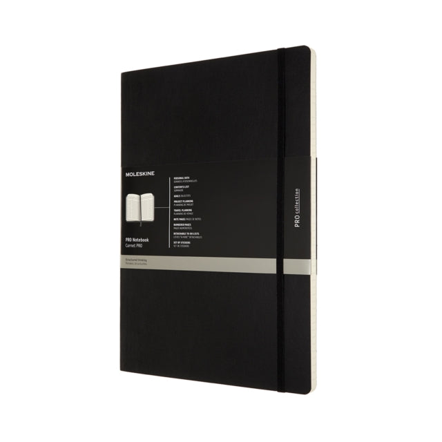 Moleskine A4 Size 21 x 29.7 cm Pro Notebook Office Notebook Soft Cover with Elastic Closure Organised Layout with Detachable ToDoList  Colour Black 192 Pages