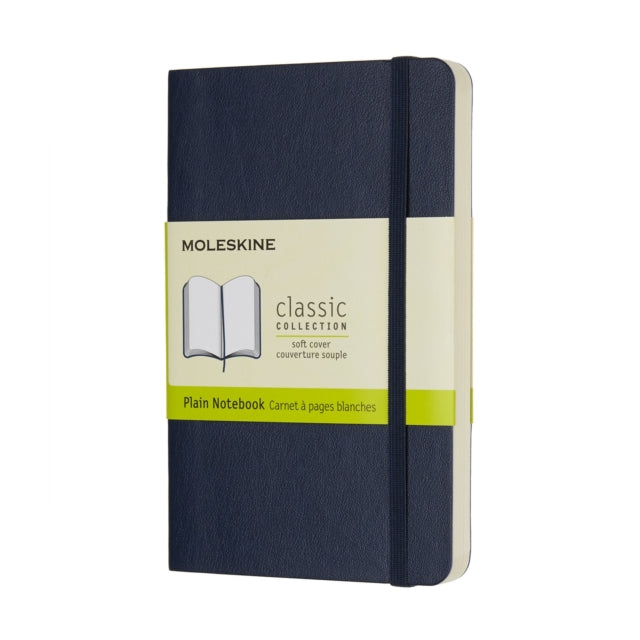 Moleskine Classic Plain Paper Notebook Soft Cover and Elastic Closure Journal Color Sapphire Blue Medium 9 x 14 cm 208 Pages