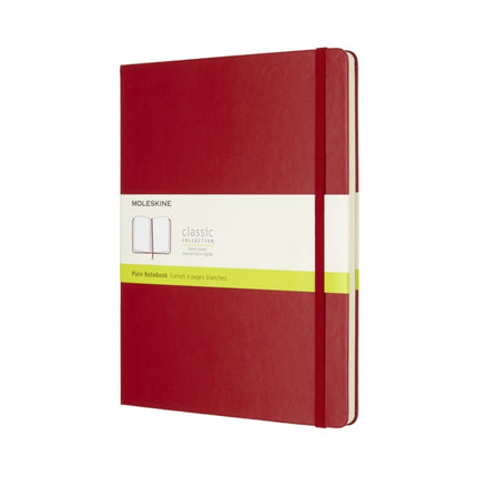 Moleskine Classic Plain Paper Notebook Hard Cover and Elastic Closure Journal Color Scarlet Red Size Extra Large 19 x 25 cm 192 Pages