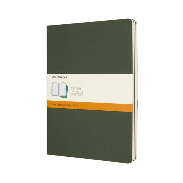 Moleskine Myrtle Green Extra Large Ruled Cahier Journal set Of 3